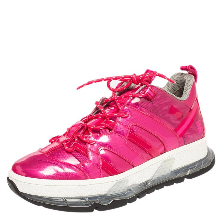Burberry Fuchsia Glossy Vinyl Union Low Top Sneakers Size 40 at 1stDibs