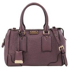 Used BURBERRY "Gladstone" Mauve Heritage Leather Top Handle Satchel Handbag