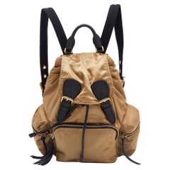 Burberry Gold/Black Nylon and Leather Rucksack Backpack
