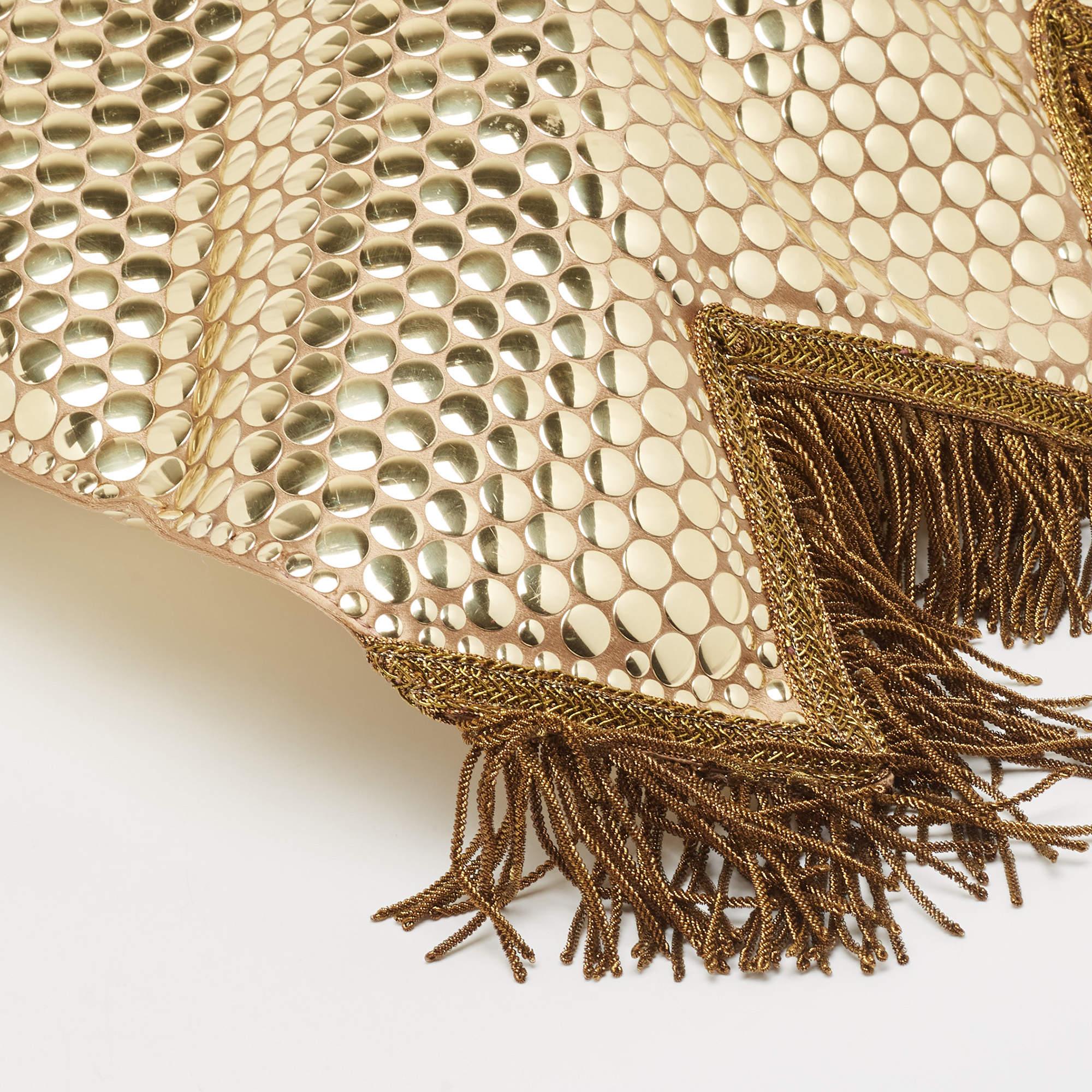 Burberry Gold Bullion Fringing Paillette-Embellished Satin Flag Bag 7