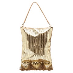 Used Burberry Gold Bullion Fringing Paillette-Embellished Satin Flag Bag