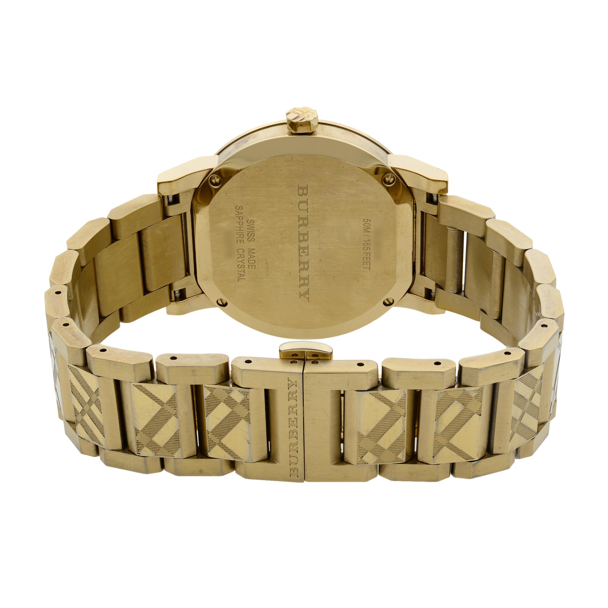 Burberry Gold Ion-Plated Stainless Steel Gold Dial Quartz Unisex Watch BU9038 2