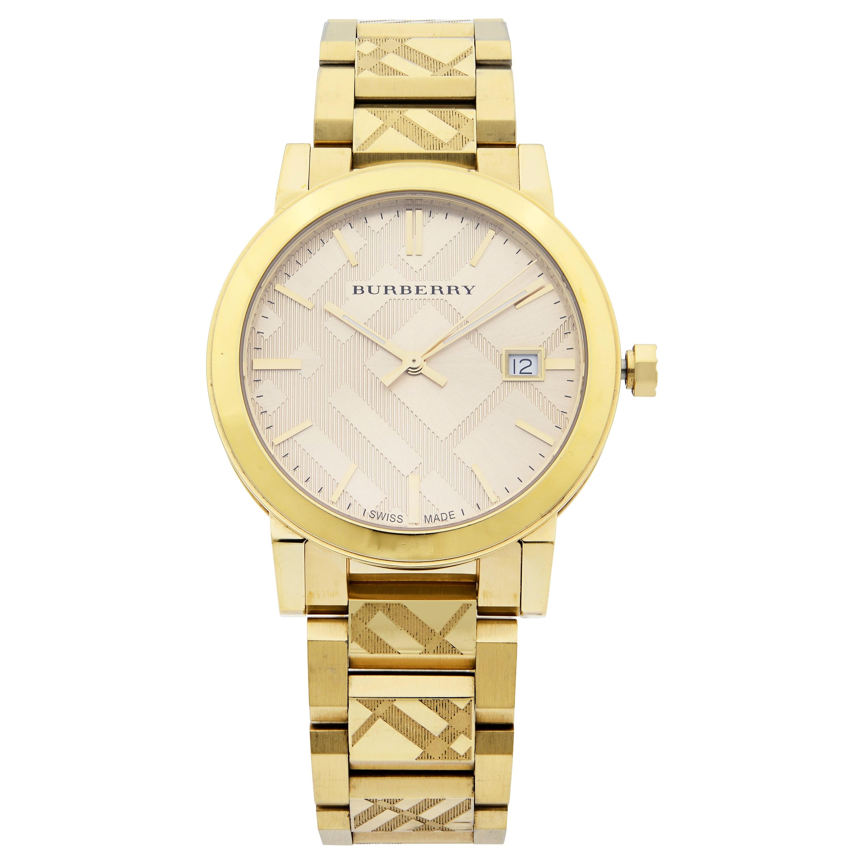 Burberry Gold Ion-Plated Stainless Steel Gold Dial Quartz Unisex Watch BU9038