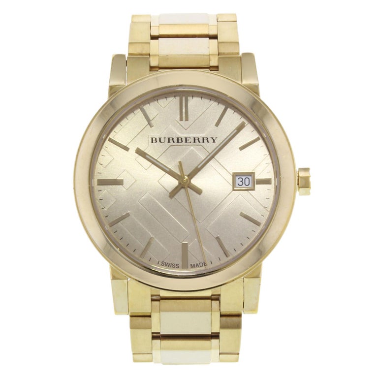 Burberry Gold Ion-Plated Stainless Steel Gold Dial Quartz Unisex Watch ...