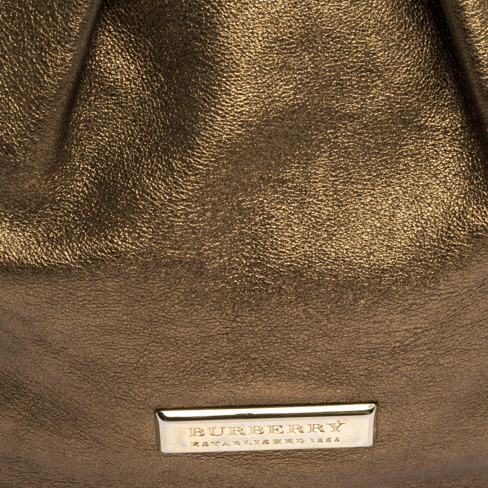 Burberry Gold Leather Hartley Hobo For Sale 6