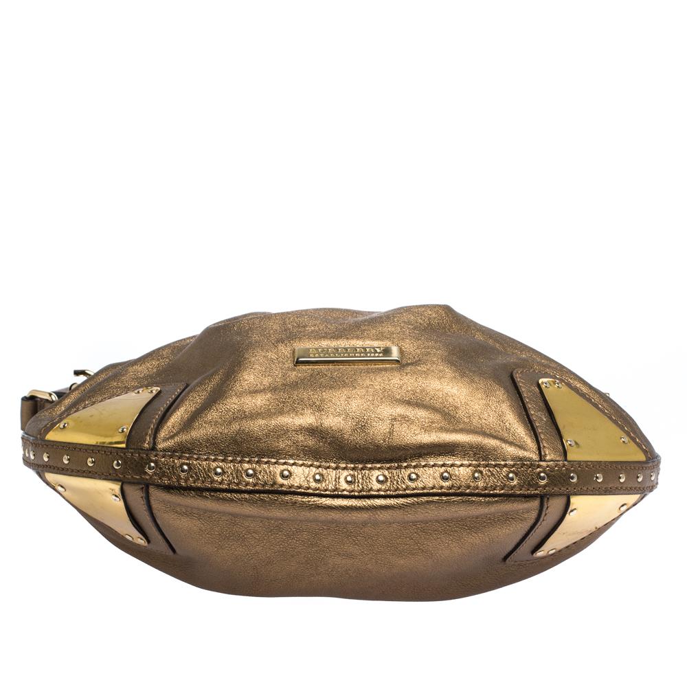 Women's Burberry Gold Leather Hartley Hobo For Sale
