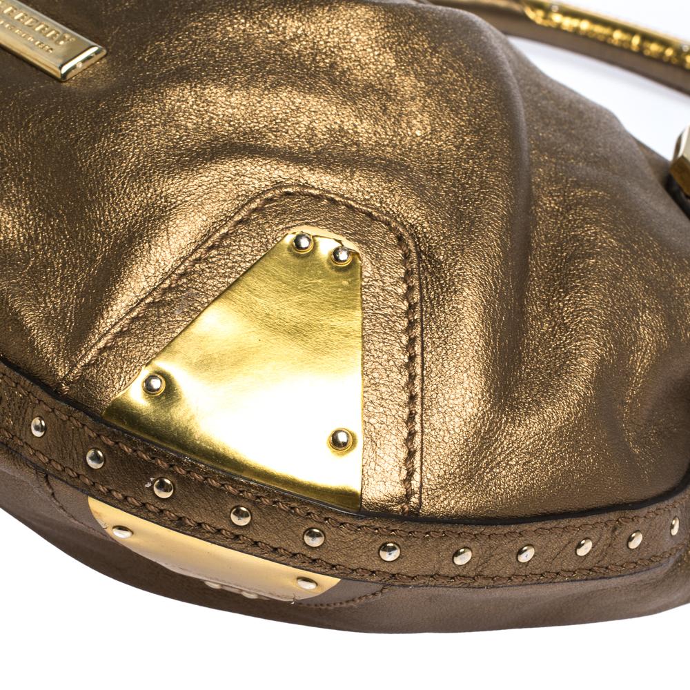 Burberry Gold Leather Hartley Hobo For Sale 4