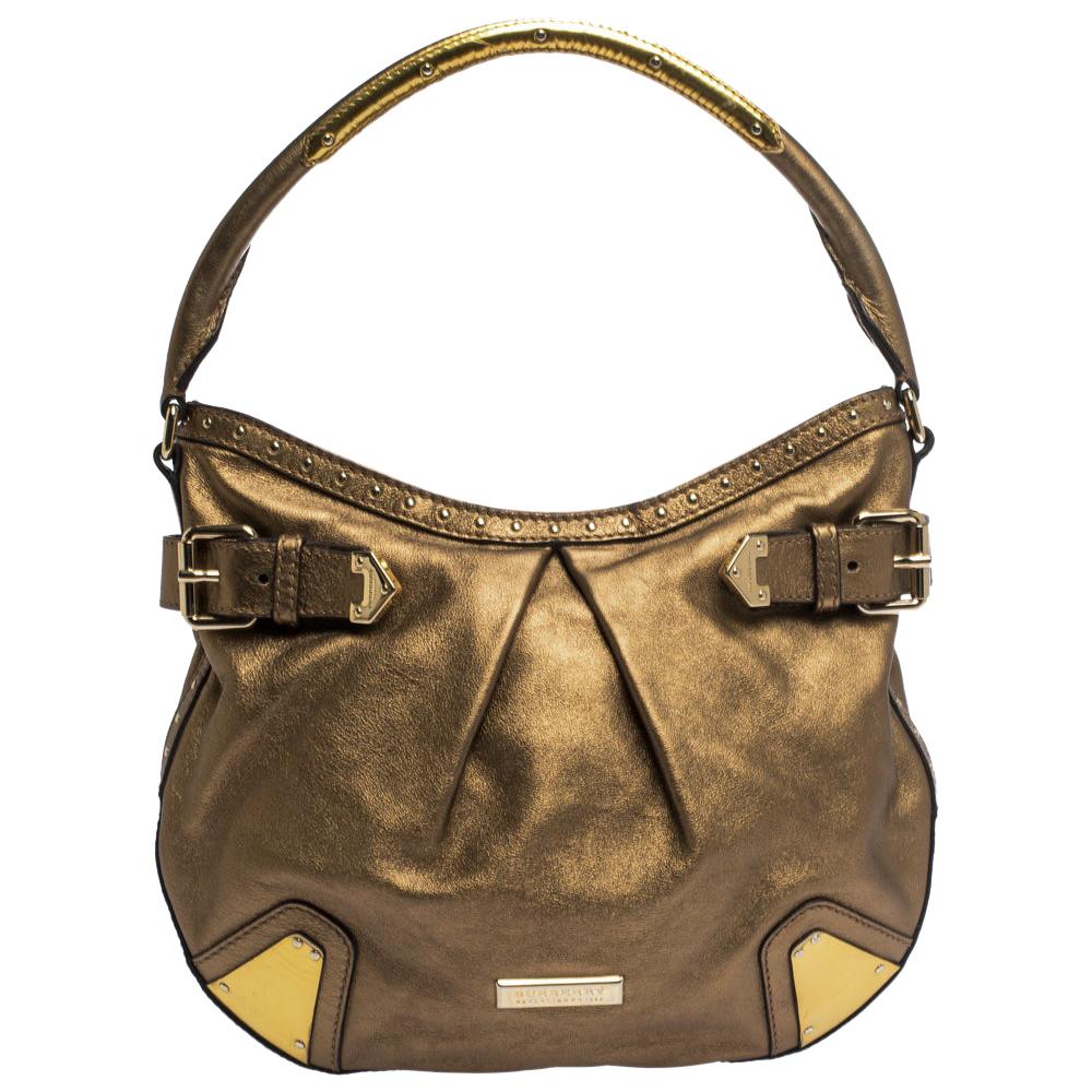 Burberry Gold Leather Hartley Hobo