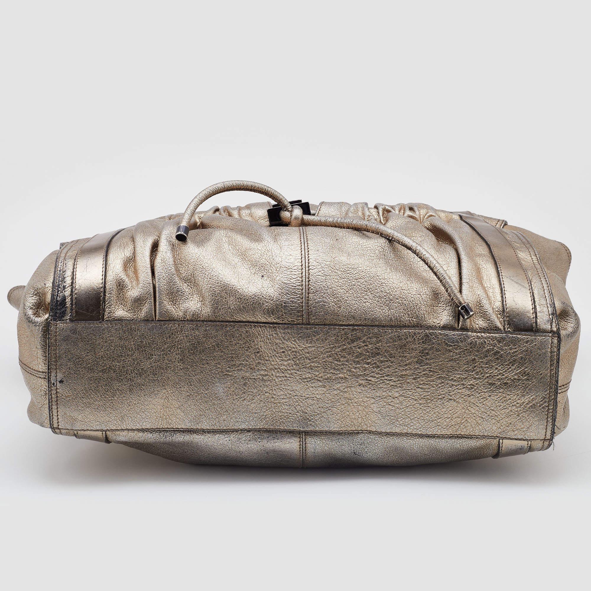 Burberry Gold Leather Large Warrior Shoulder Bag 1