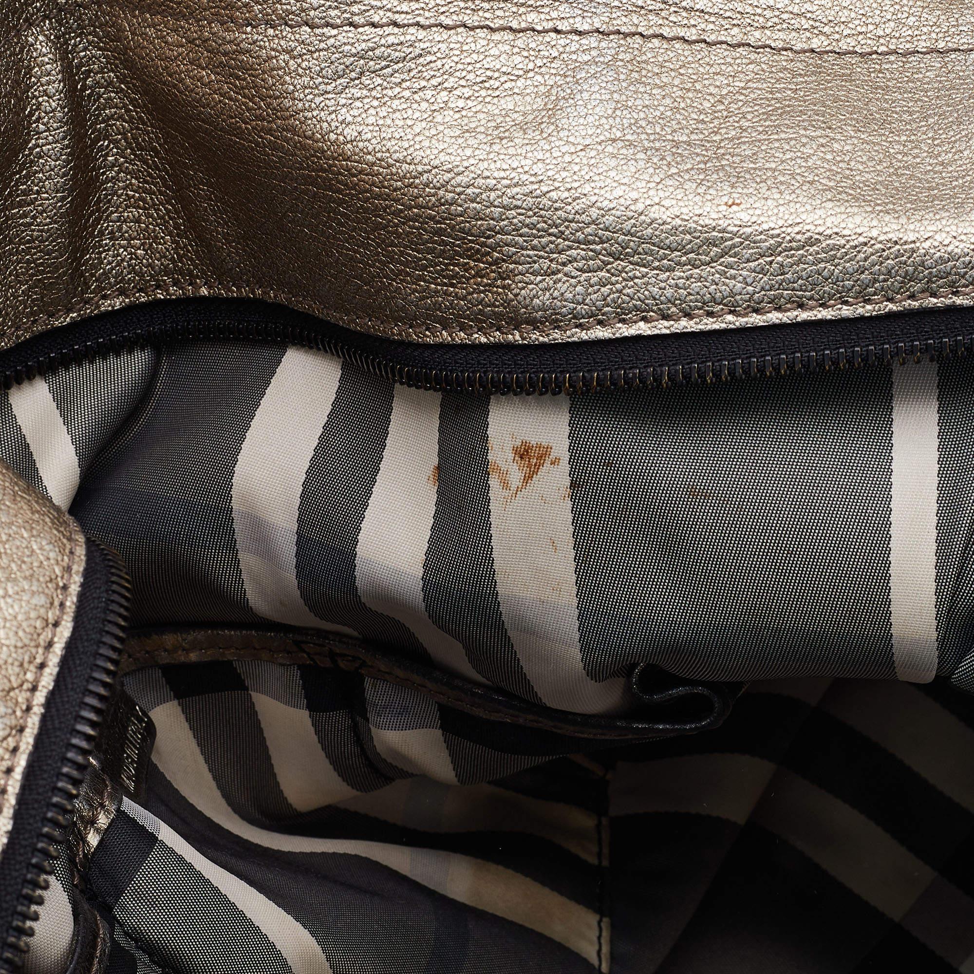 Burberry Gold Leather Large Warrior Shoulder Bag 3
