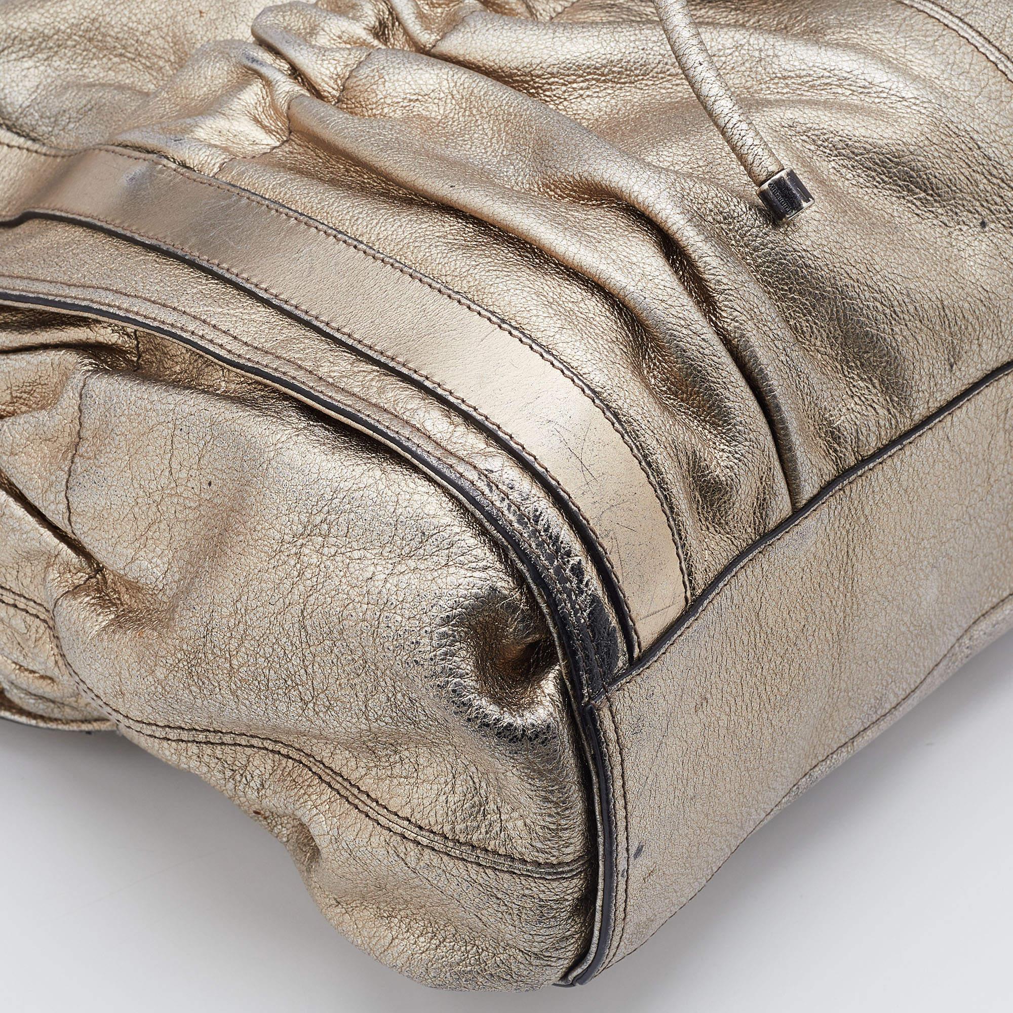 Burberry Gold Leather Large Warrior Shoulder Bag 4