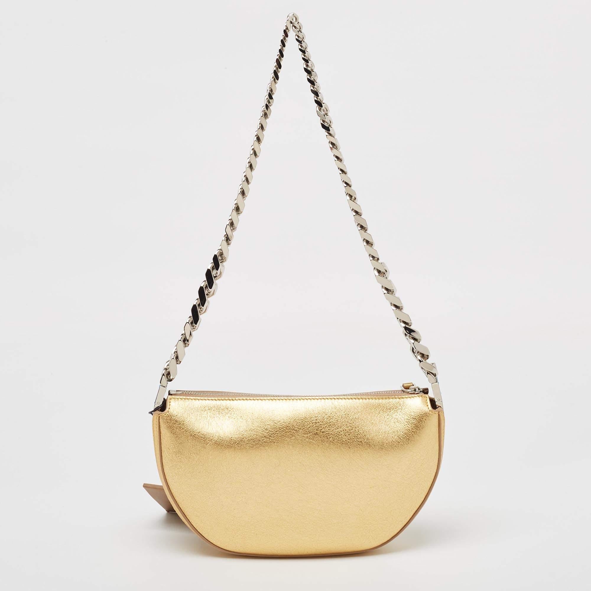 Women's Burberry Gold Leather Mini Olympia Zip Chain Bag