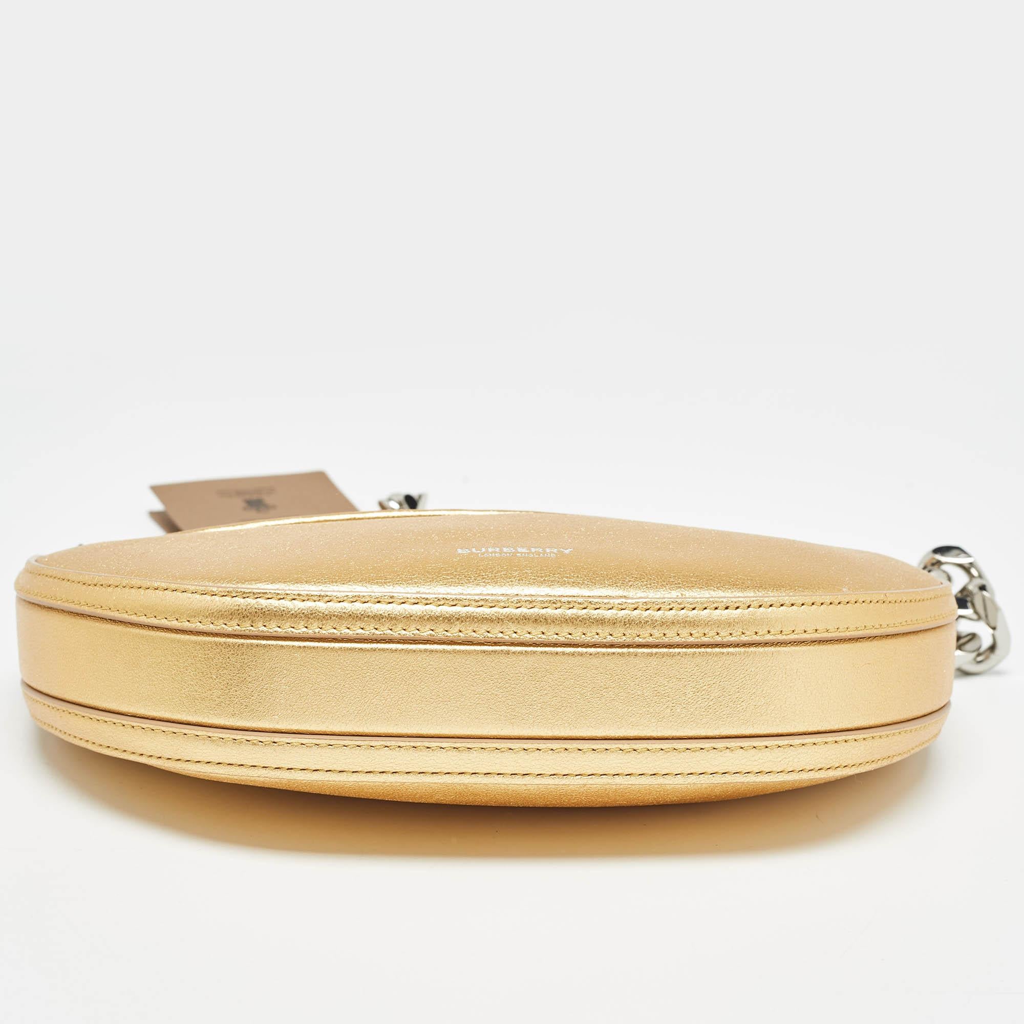Burberry Gold Leather Mini Olympia Zip Chain Bag 2