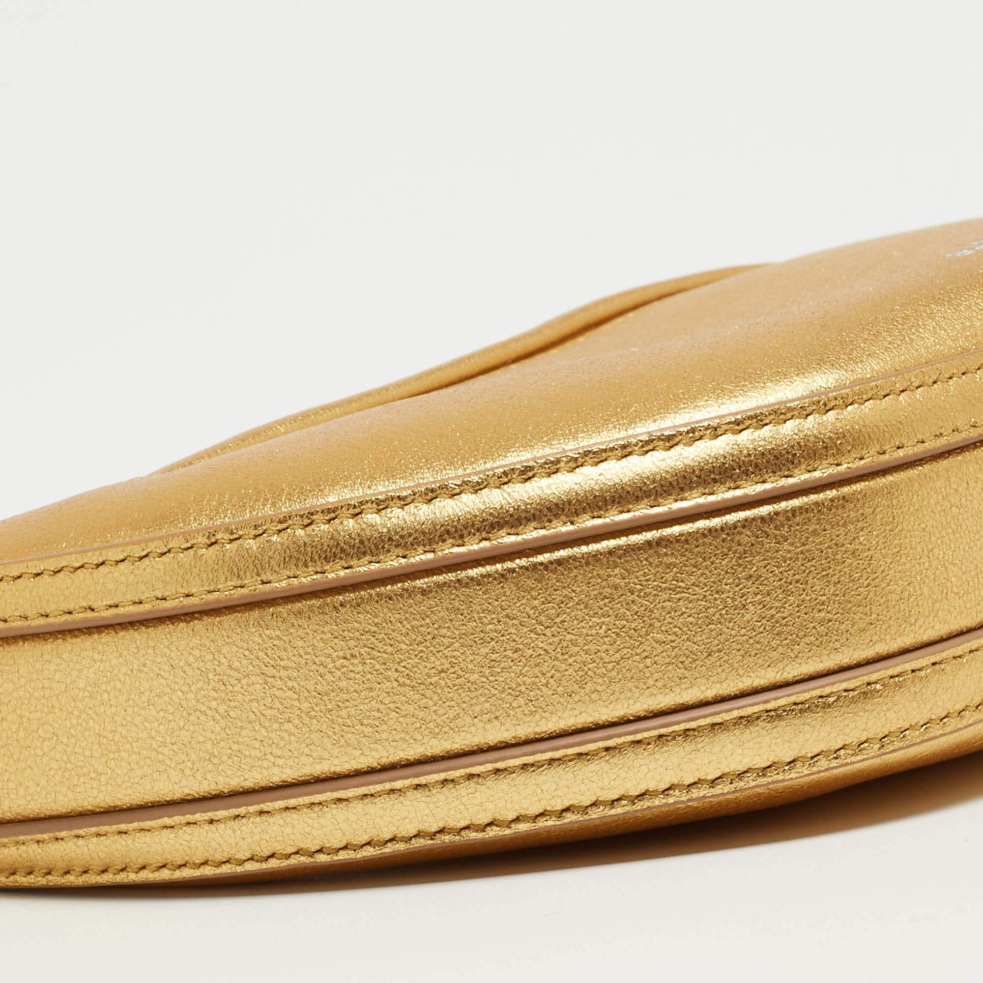 Burberry Gold Leder-Mini Olympia-Reißverschluss-Tasche mit Kette 2