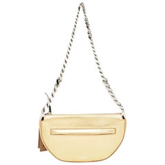 Burberry Gold Leather Mini Olympia Zip Chain Bag