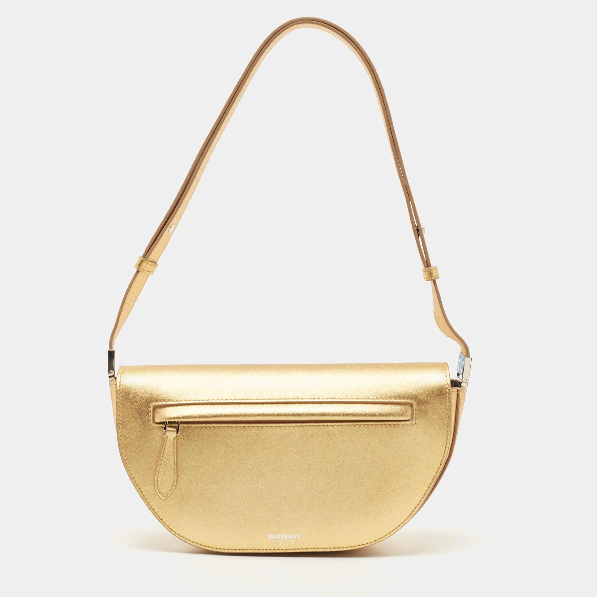 Burberry Gold Leather Small Olympia Shoulder Bag 9