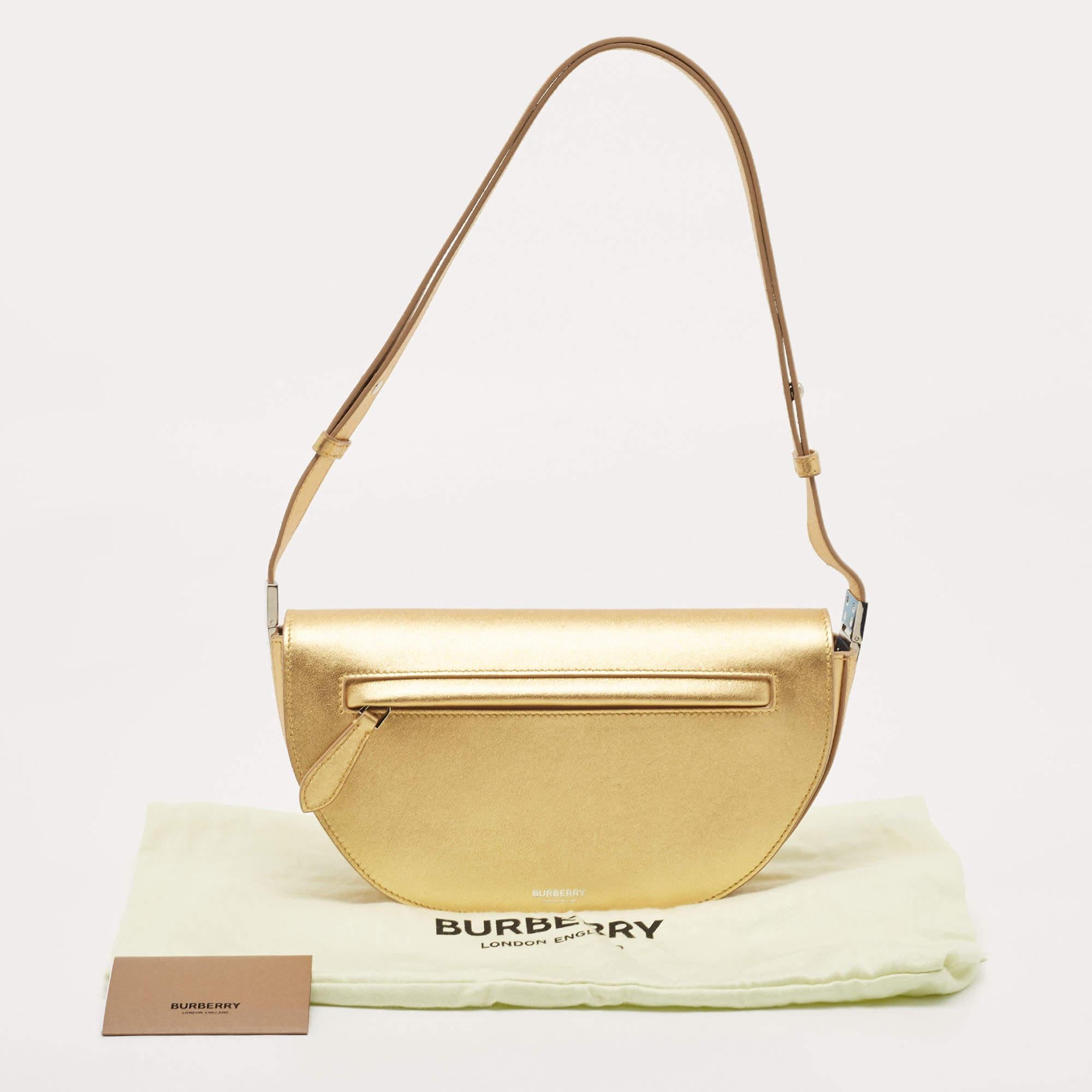 Burberry Gold Leather Small Olympia Shoulder Bag 10