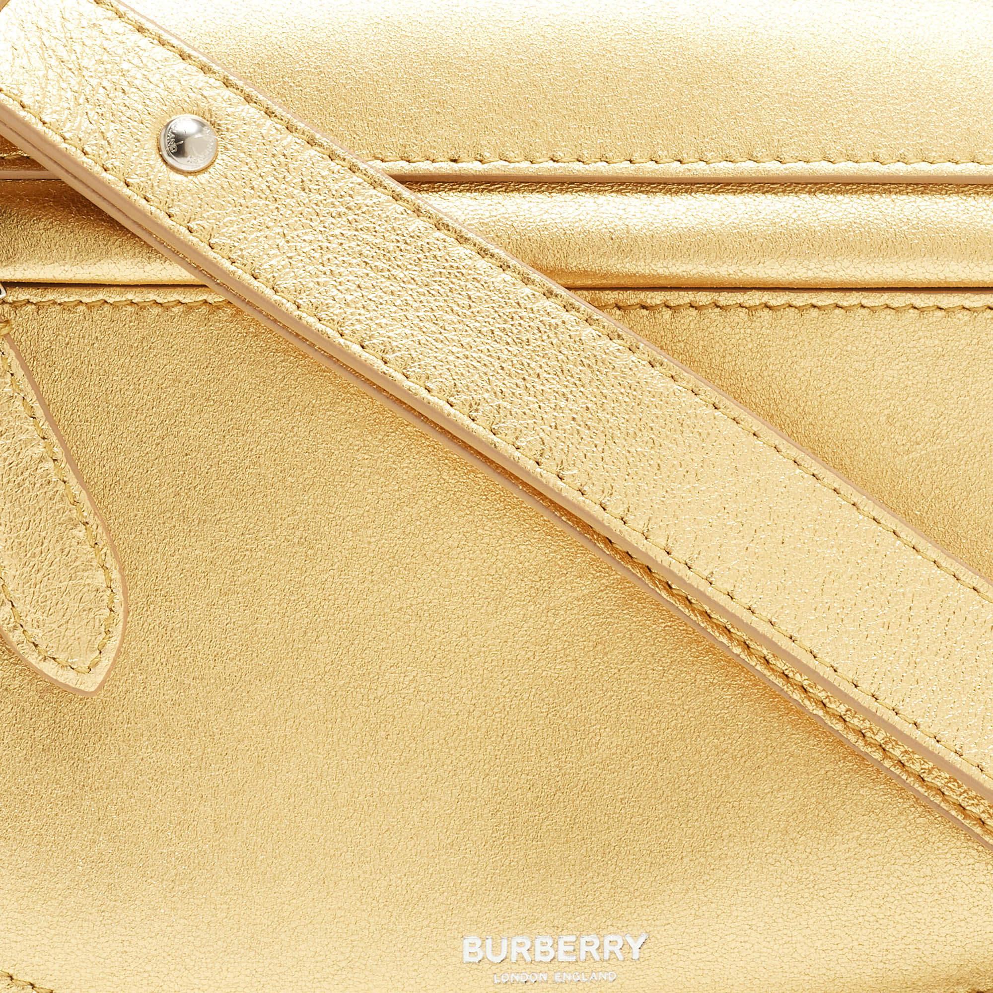 Burberry Gold Leather Small Olympia Shoulder Bag For Sale 2