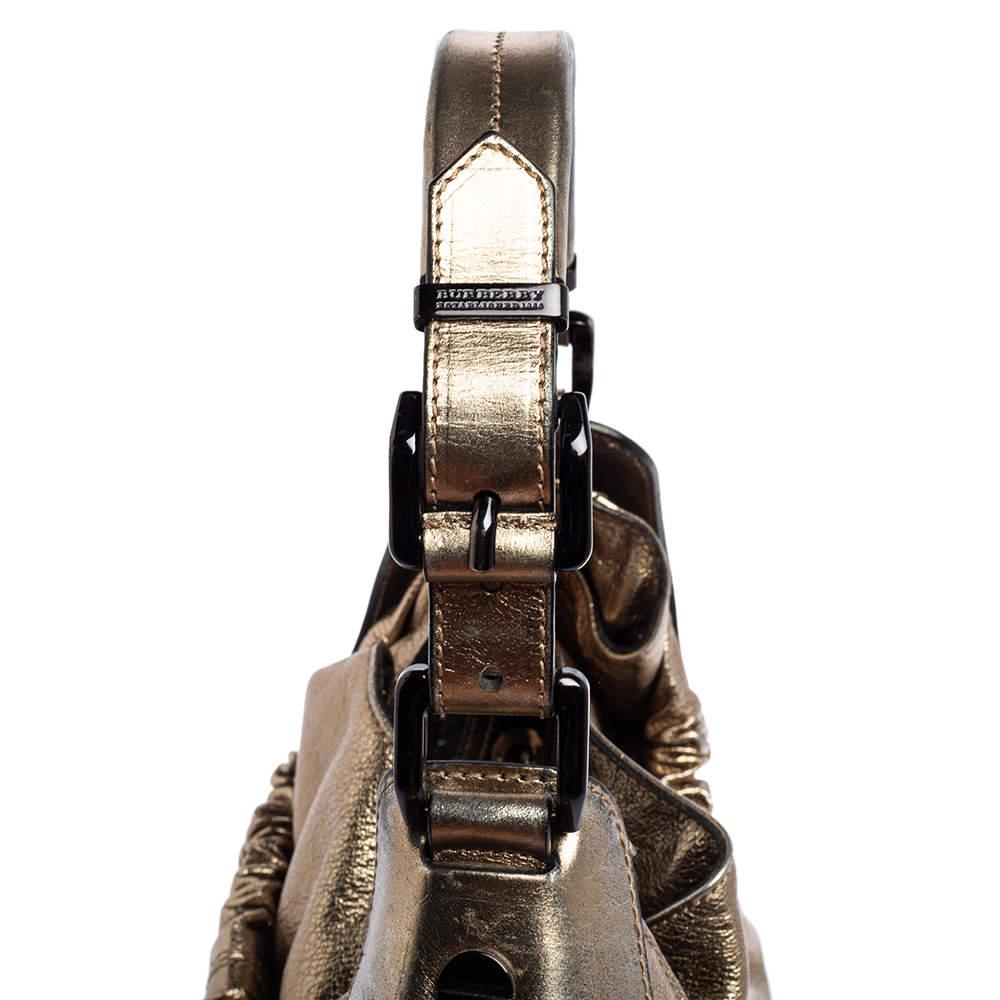 Women's Burberry Gold Leather Warrior Drawstring Hobo