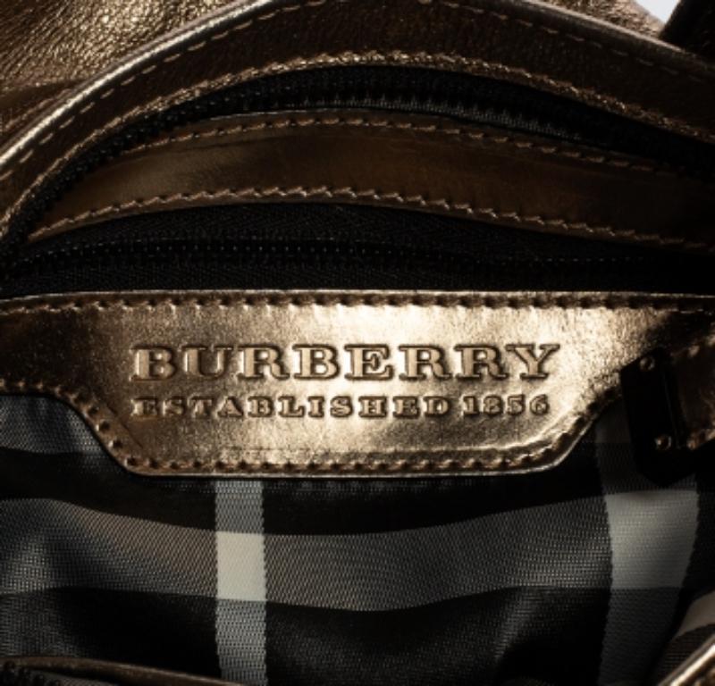 Women's Burberry Gold Leather Warrior Drawstring Hobo