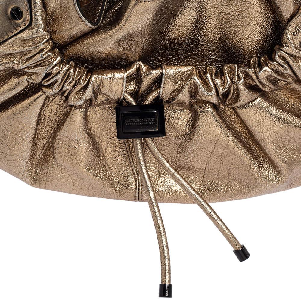 Burberry Gold Leather Warrior Drawstring Hobo 1