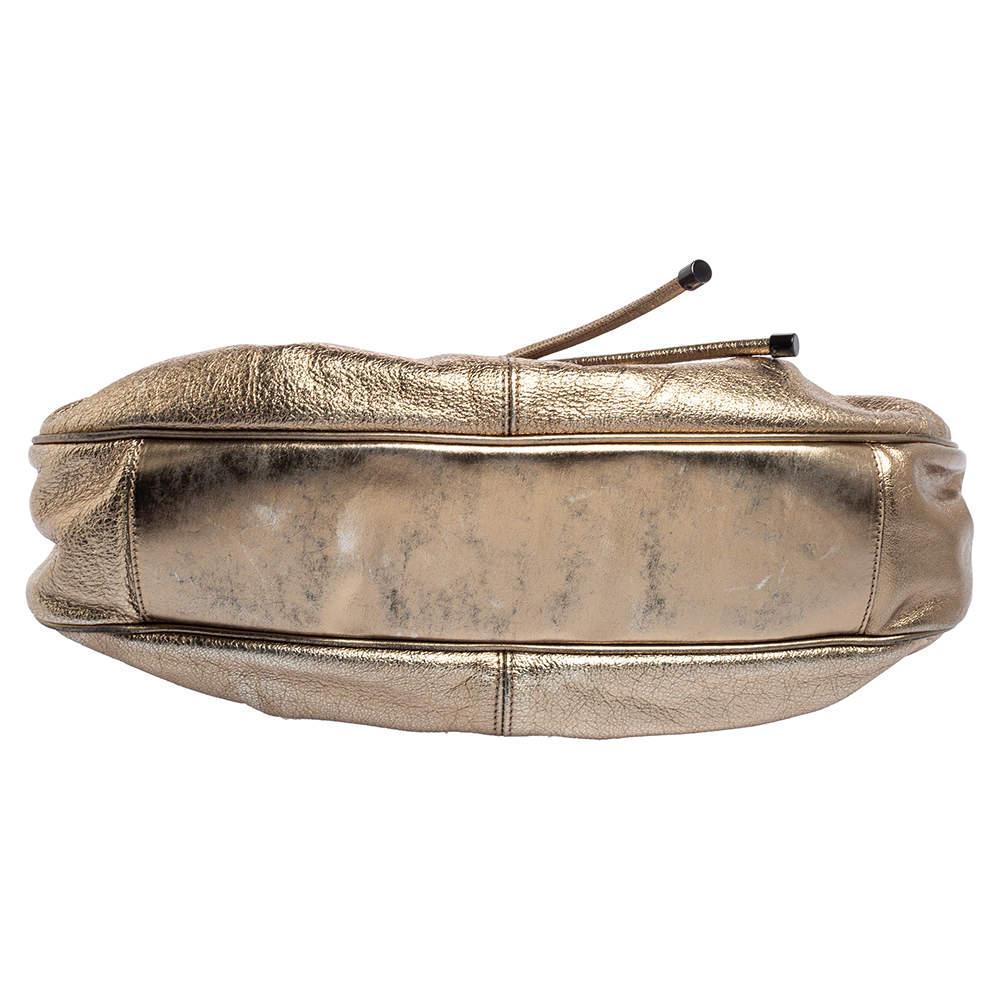 Burberry Gold Leather Warrior Drawstring Hobo 2