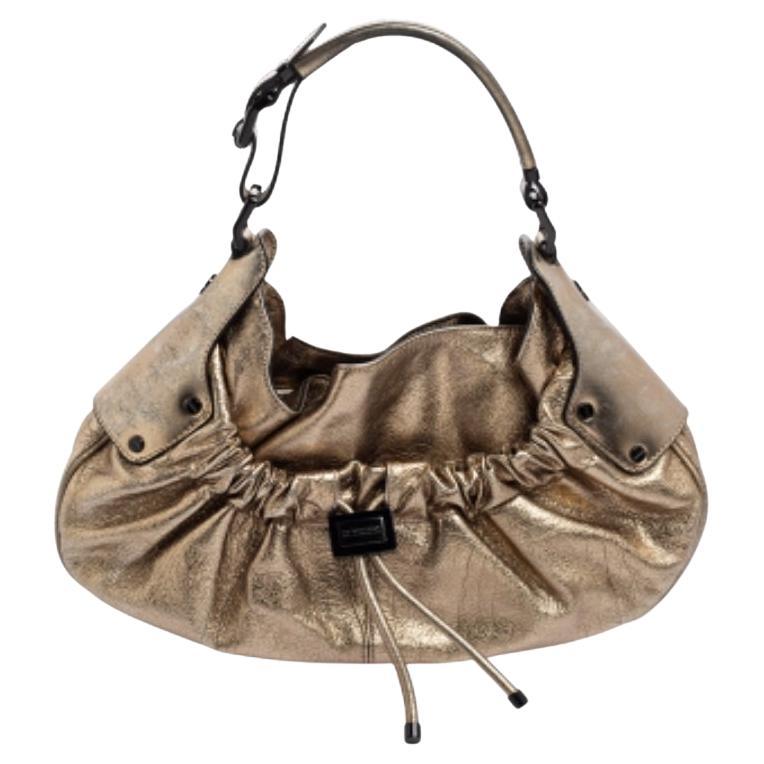 Burberry - Borsa a tracolla con coulisse in pelle oro