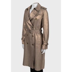 Burberry Gold Linen Fitted Trench Coat - UK8 (S)
