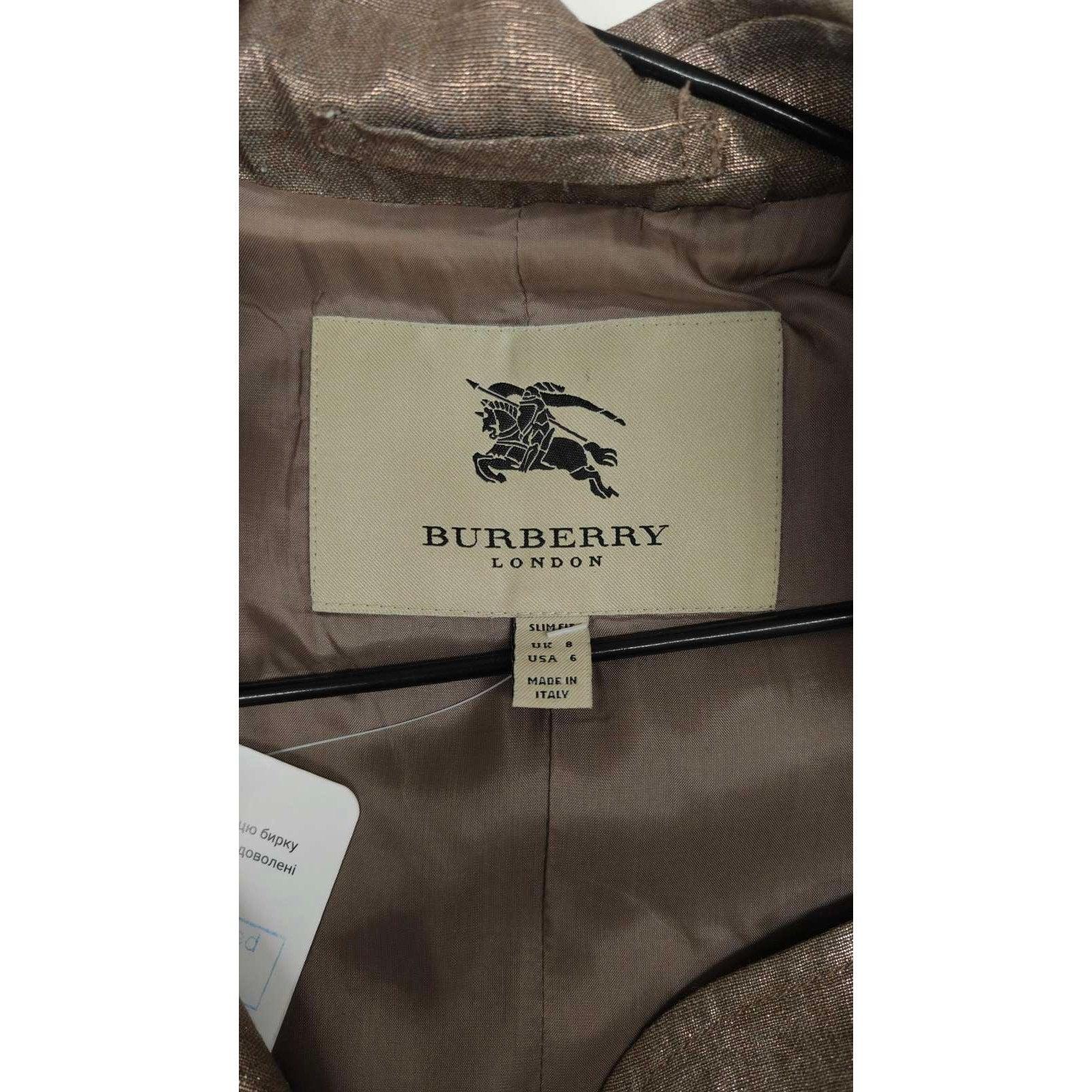 Trench ajusté en lin doré de Burberry - UK8 (S) en vente 1