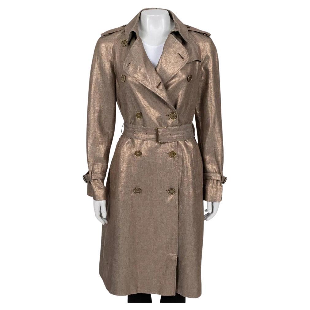 Burberry - Trench aderente in lino dorato - UK8 (S)