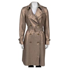 Burberry Gold Linen Fitted Trench Coat - UK8 (S)