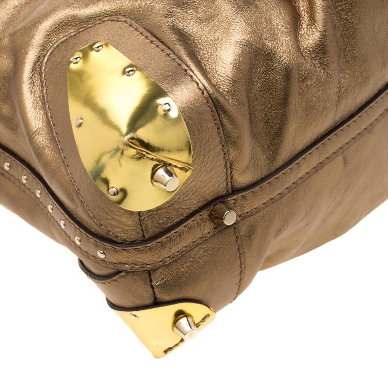 Women's Burberry Gold Metallic Leather Satchel