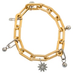 Burberry Gold & Palladium Plated Crystal Encrusted Charms Bracelet