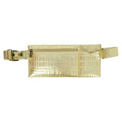 Burberry Gold Plaid Embossed Leather Waist Pouch/Belt Bag