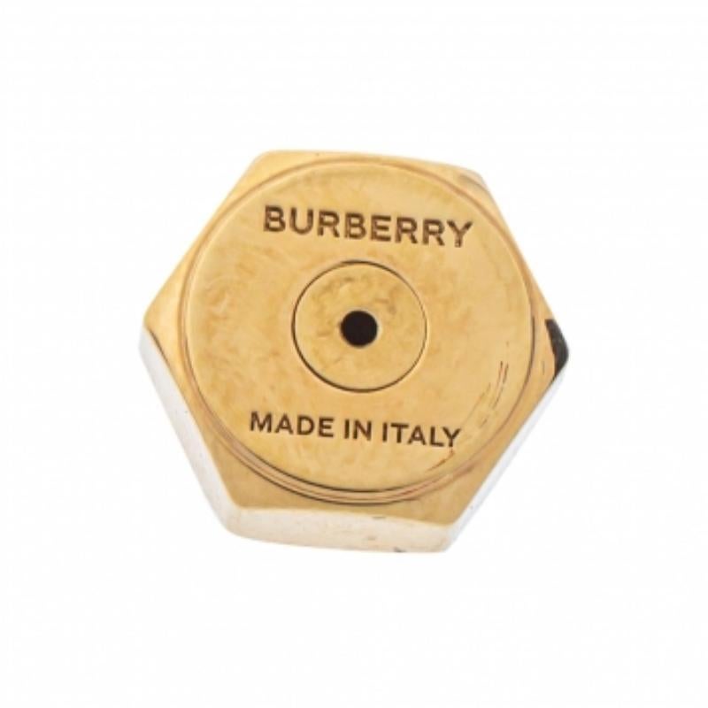 Burberry Gold Plated Leather Inlay Nut & Bolt Drop Earrings For Sale 1