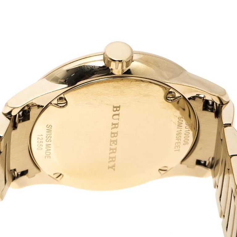 Burberry Gold Plated Steel BU10006 Mantel Women's Wristwatch 40 mm For Sale  at 1stDibs