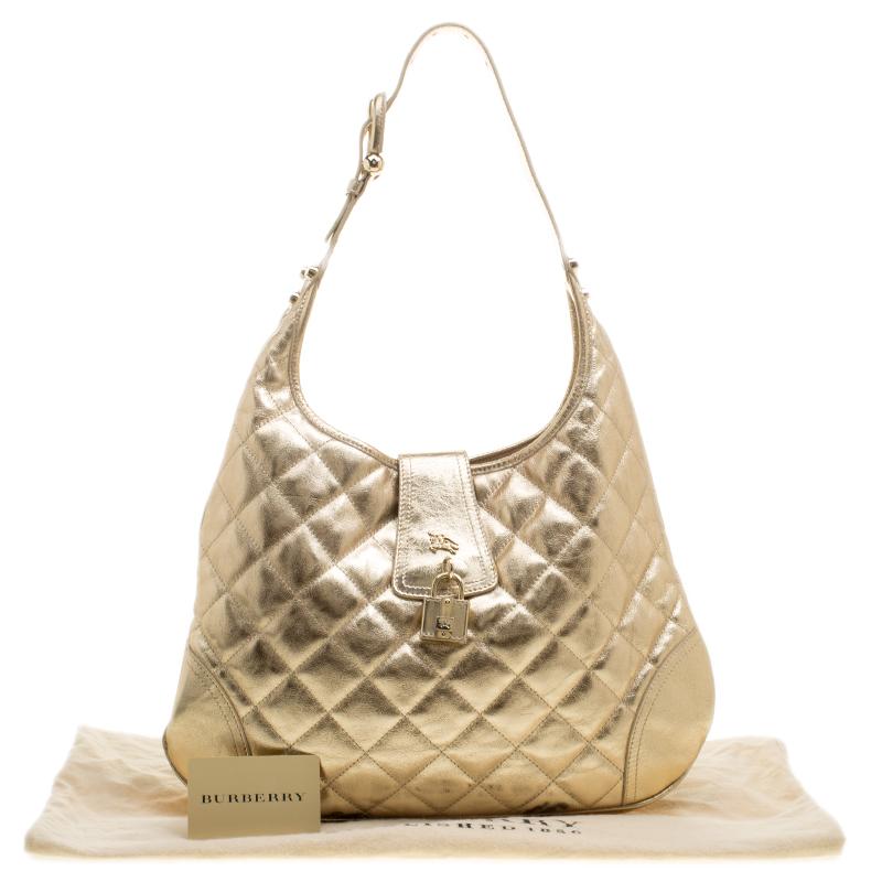 Burberry Gold Quilted Leather Brooke Hobo 7