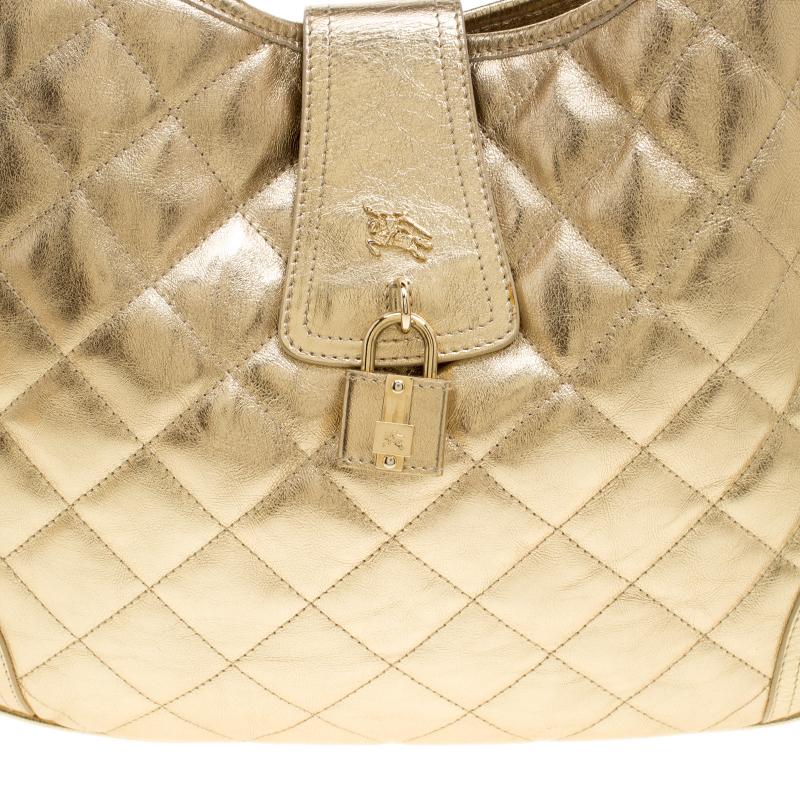 Burberry Gold Quilted Leather Brooke Hobo 1