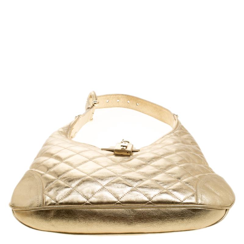 Burberry Gold Quilted Leather Brooke Hobo 2