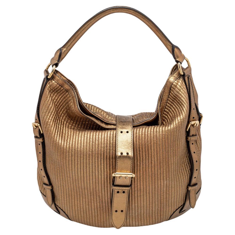 Burberry Gold Quilted Leather Hobo For Sale at 1stDibs