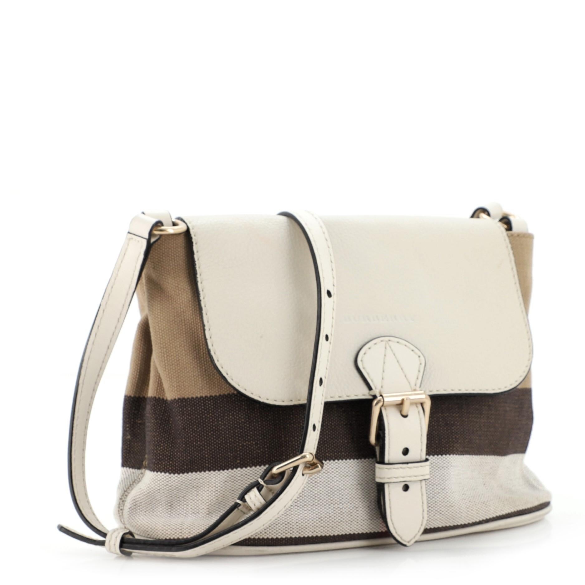 Burberry Gowan Crossbody Bag House Check Canvas with Leather Small at