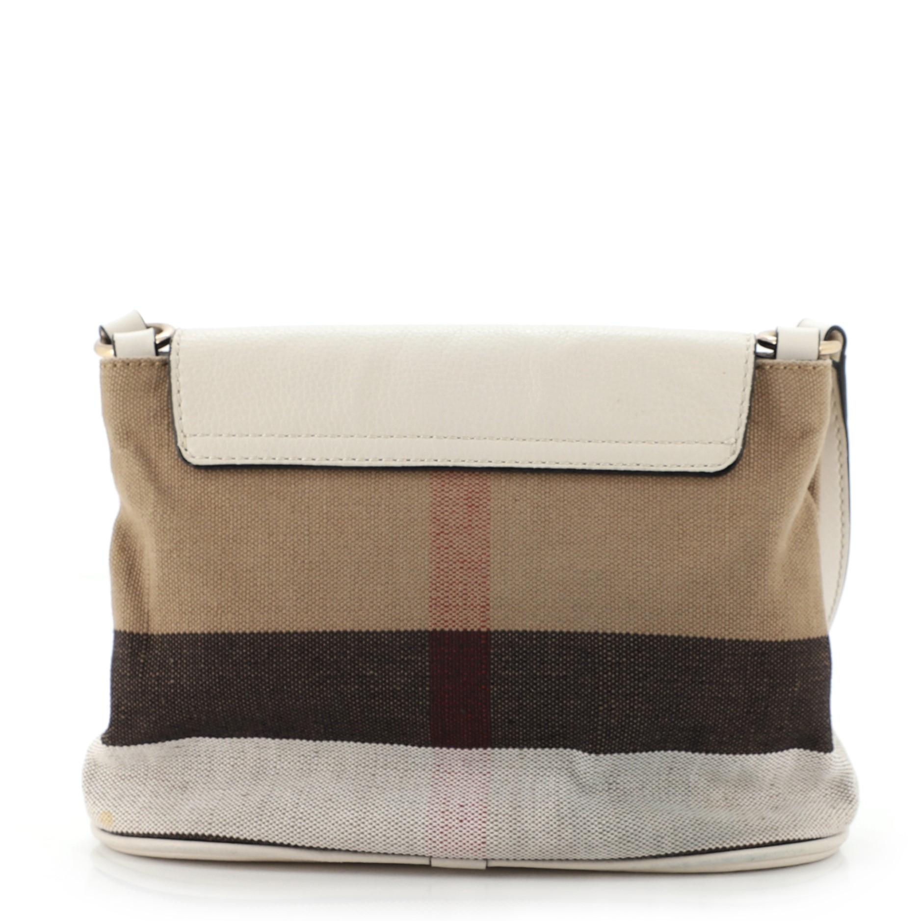 Burberry Gowan Crossbody Bag House Check Canvas with Leather Small at