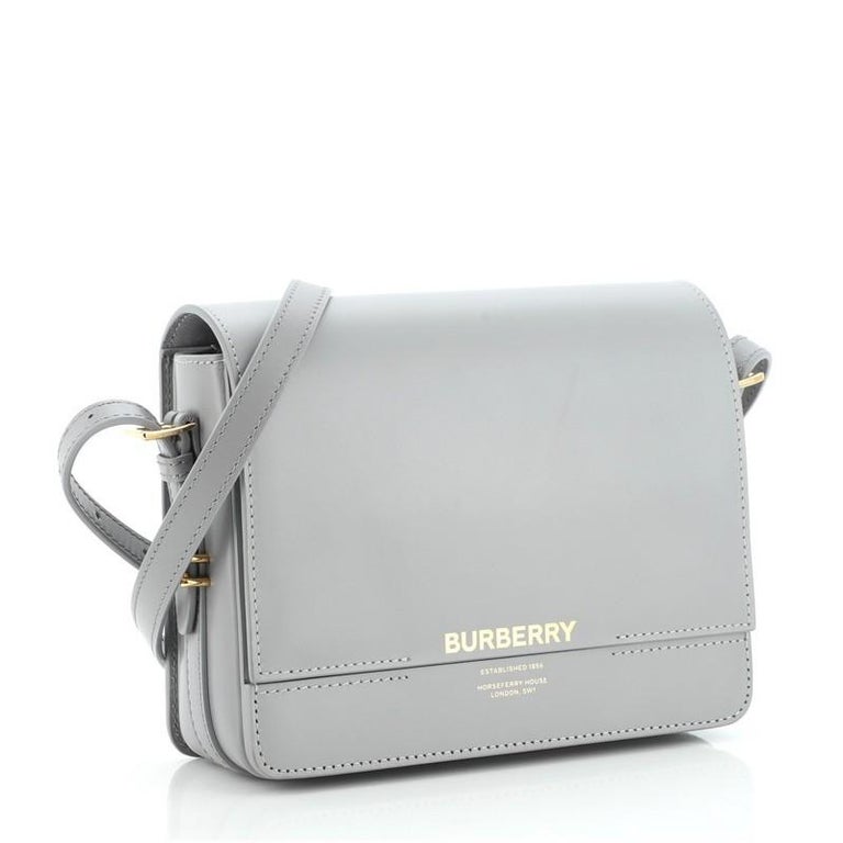 Burberry Small Grace BLACK Stripe Leather Strap Handbag Bag Black