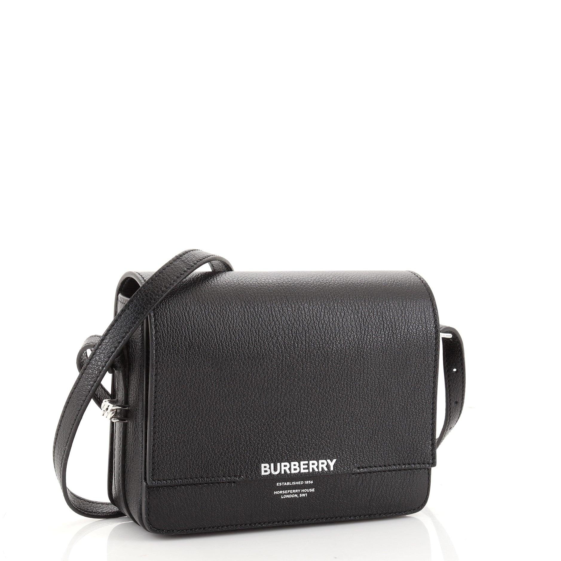 Black Burberry Grace Flap Bag Leather Small