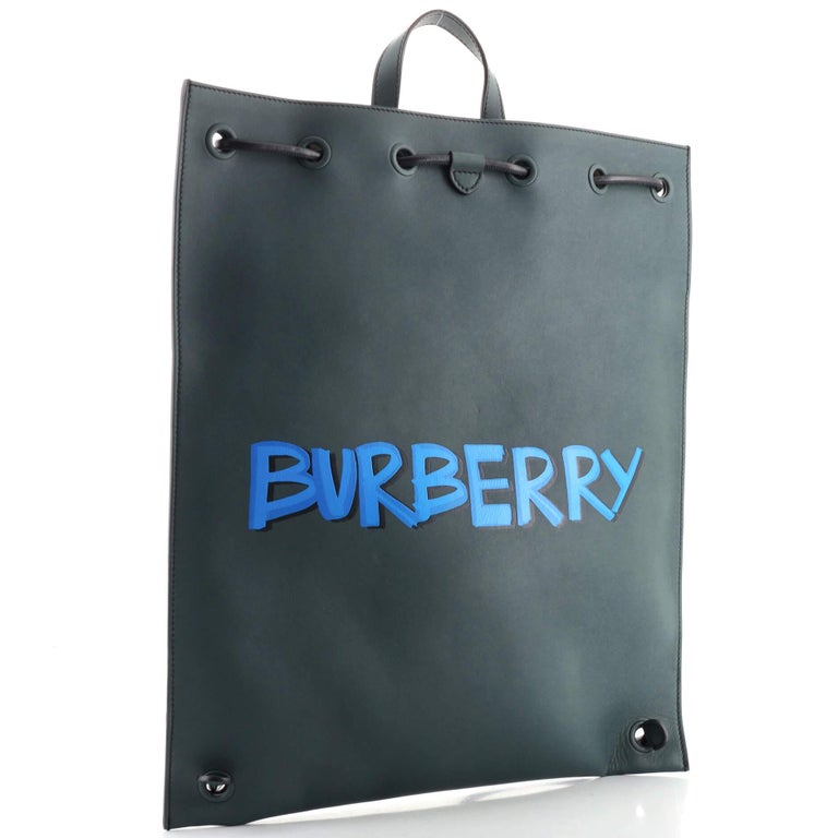 Burberry Graffiti Drawstring Backpack Printed Leather For Sale at 1stDibs