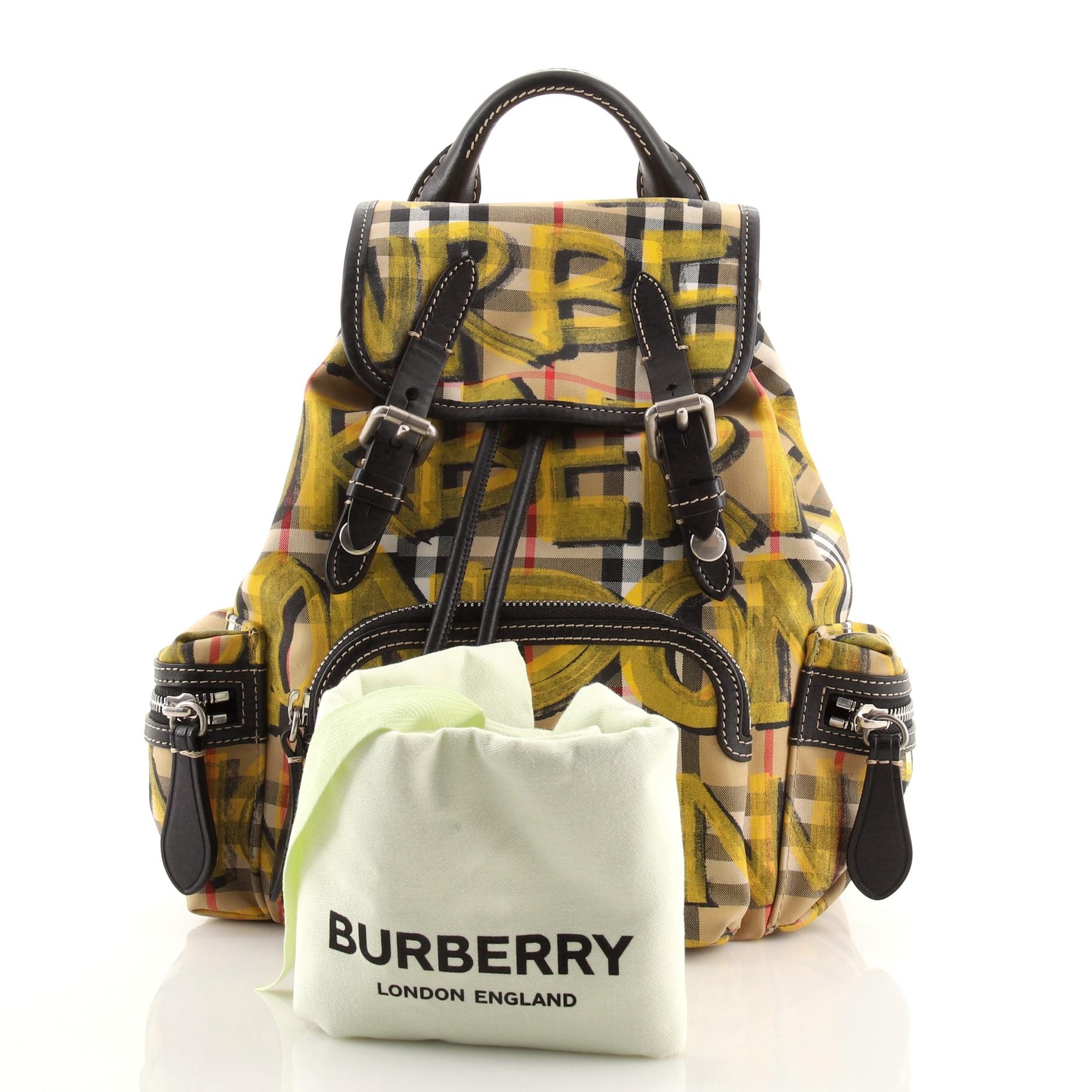 Burberry Graffiti Rucksack Backpack Vintage Check Canvas Small