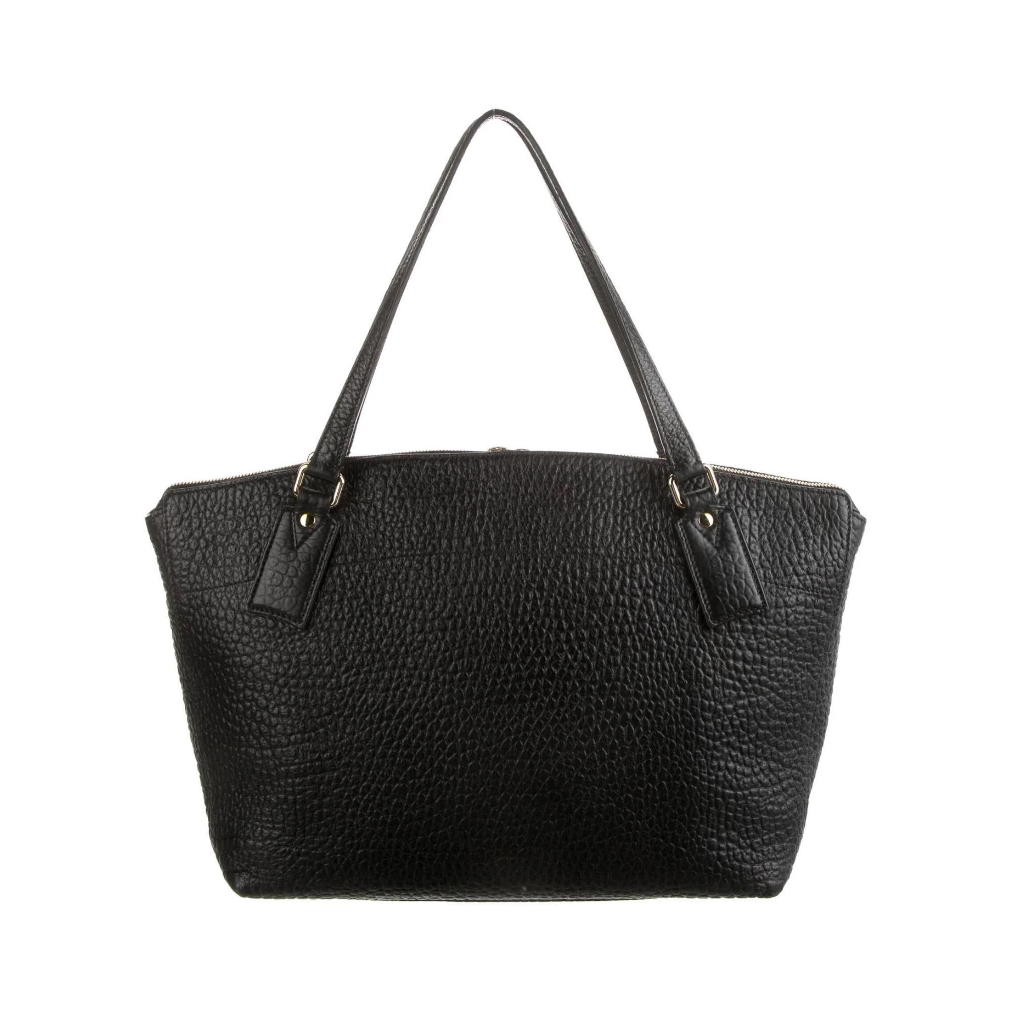Burberry Grained Leather Black Tote Bag Bag Black In Excellent Condition For Sale In Montreal, Quebec