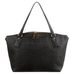Used Burberry Grained Leather Black Tote Bag Bag Black