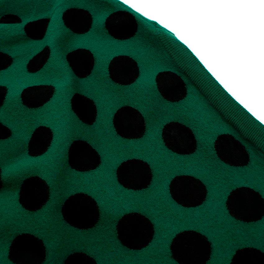 Burberry Green & Black Large Polka Dot Wool Knit Sweater For Sale 3