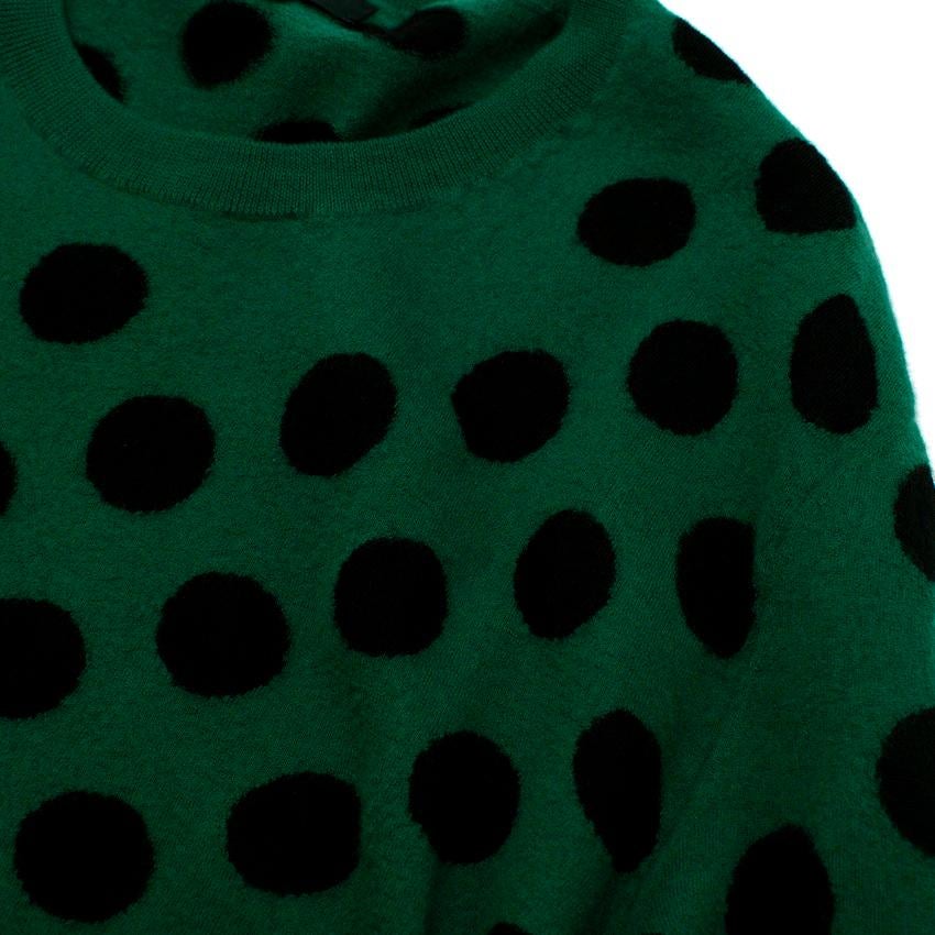 Burberry Green & Black Large Polka Dot Wool Knit Sweater In Excellent Condition For Sale In London, GB